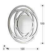 Espejo redondo Aros Ø120 plata y negro - medidas