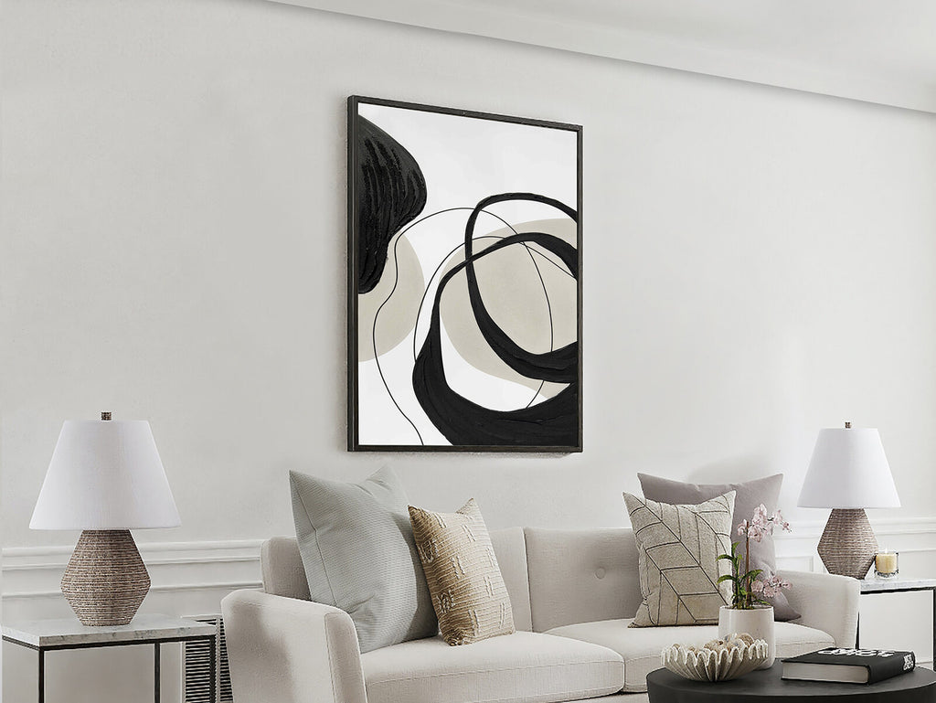 Cuadro pintado a mano Actio I 80 × 120 cm marco negro