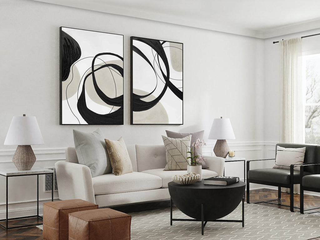 Cuadro pintado a mano Actio I 80 × 120 cm marco negro
