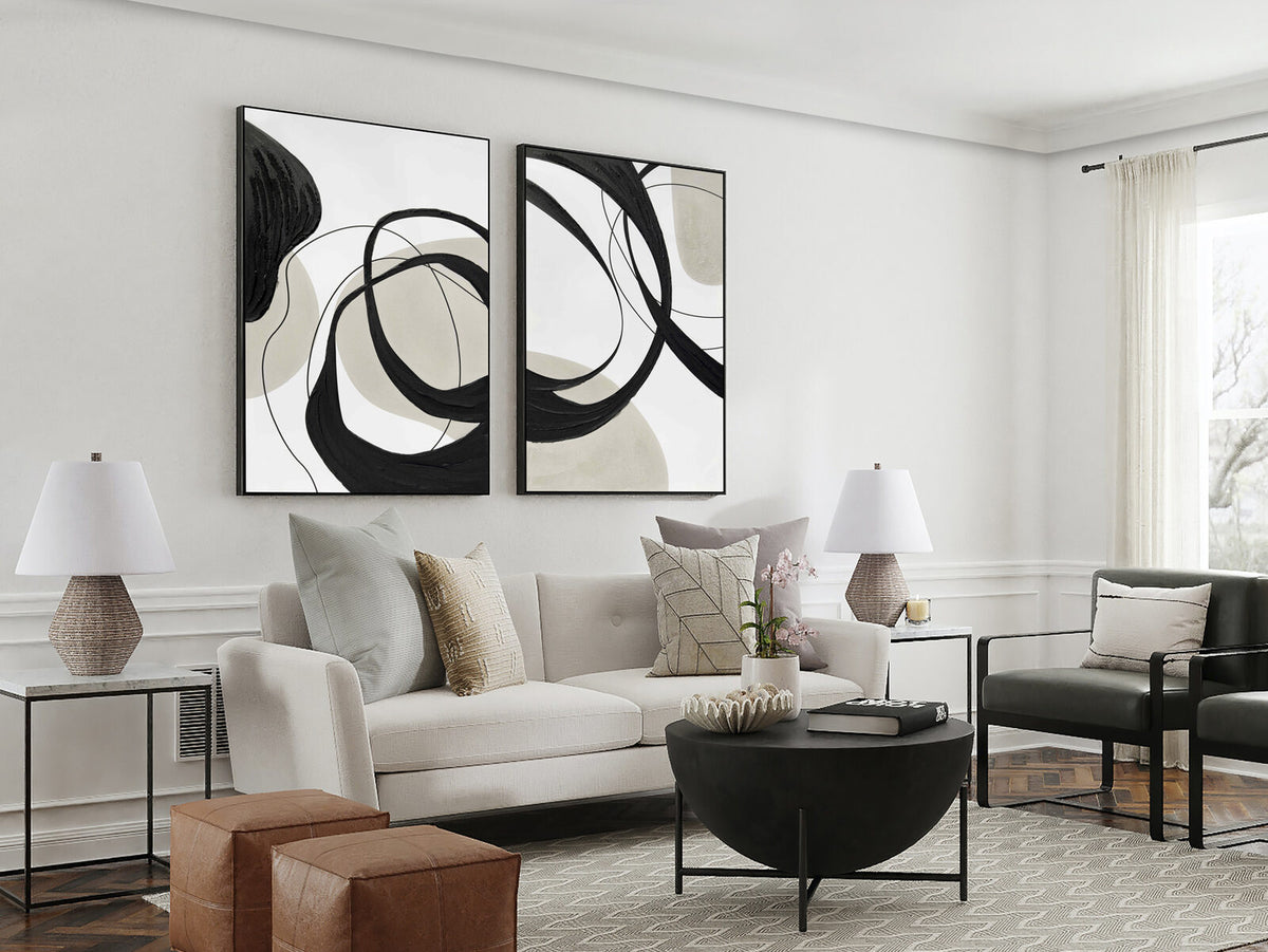 Cuadro pintado a mano Actio II 80 × 120 cm marco negro