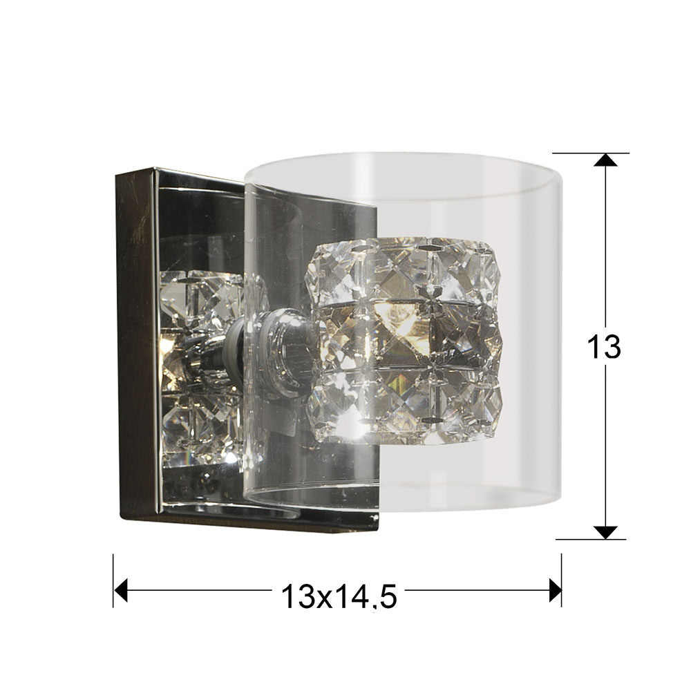 Aplique Flash 1 luz cromo - medidas