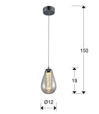 Lámpara colgante Taccia LED Ø12 cromo - medidas