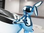 Figura decorativa Cuenco Rabbit azul y plata