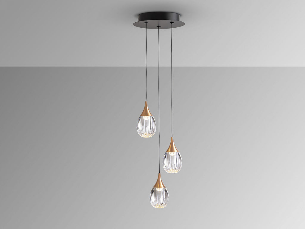 Lámpara de techo Corina 3 luces negro y cobre