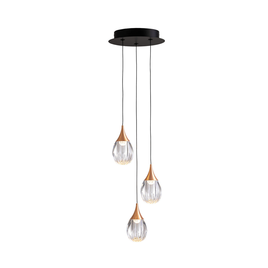 Lámpara de techo Corina 3 luces negro y cobre