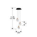 Lámpara de techo Corina 3 luces negro y cobre - medidas