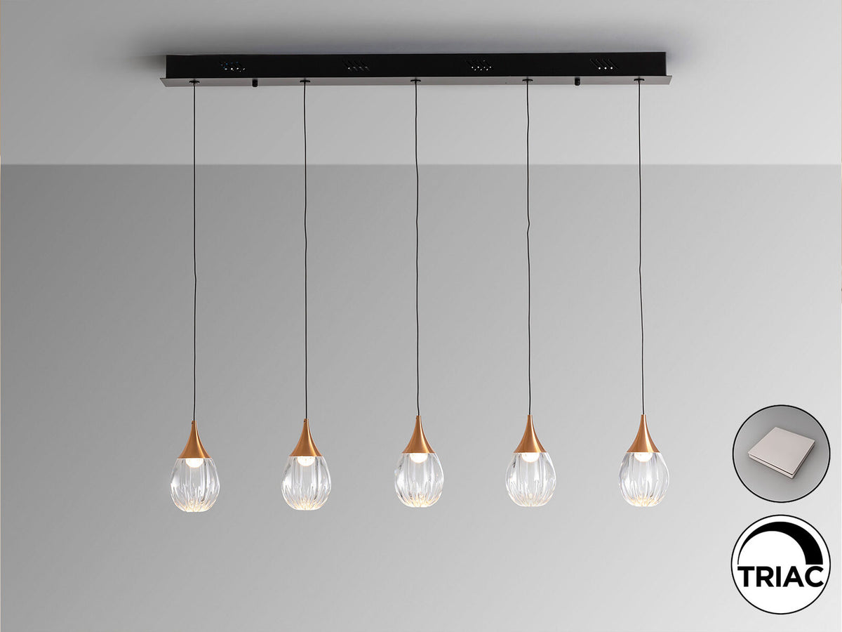 Lámpara de techo Corina 5 luces negro y cobre