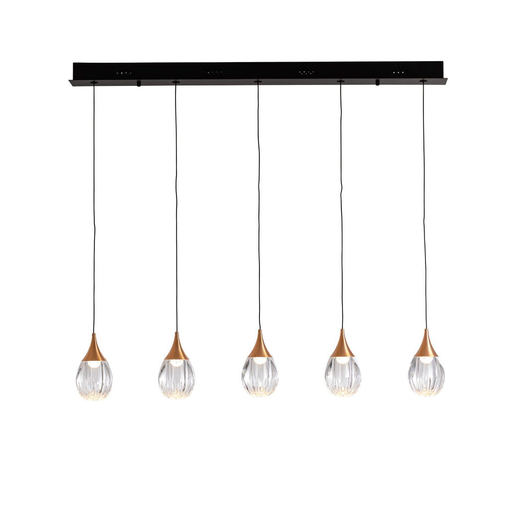 Lámpara de techo Corina 5 luces negro y cobre