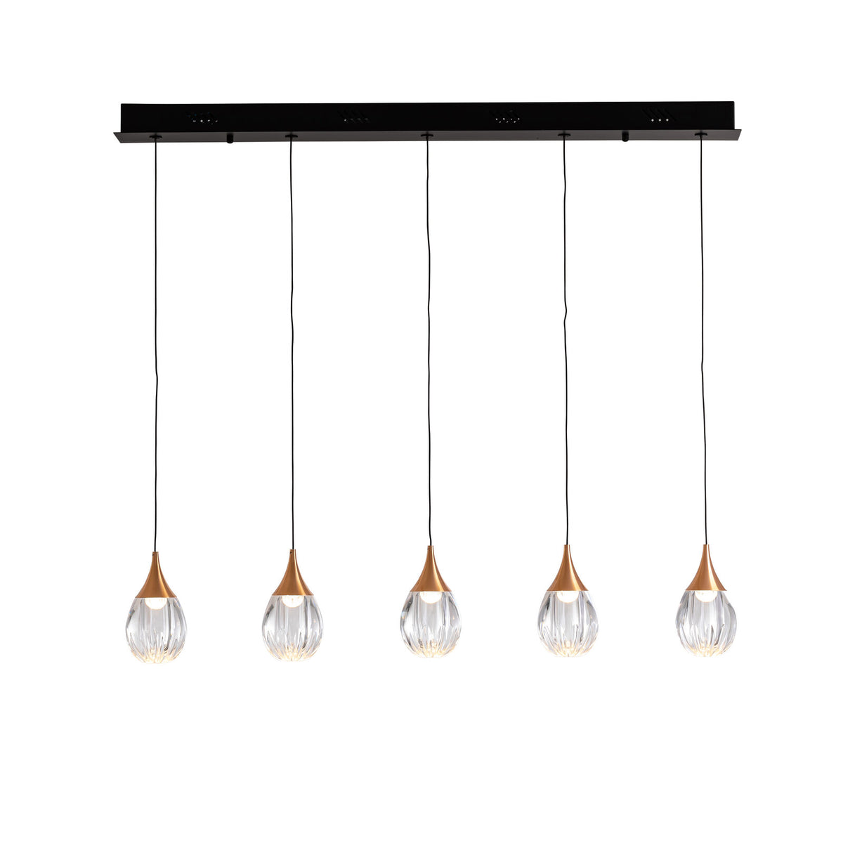 Lámpara de techo Corina 5 luces negro y cobre
