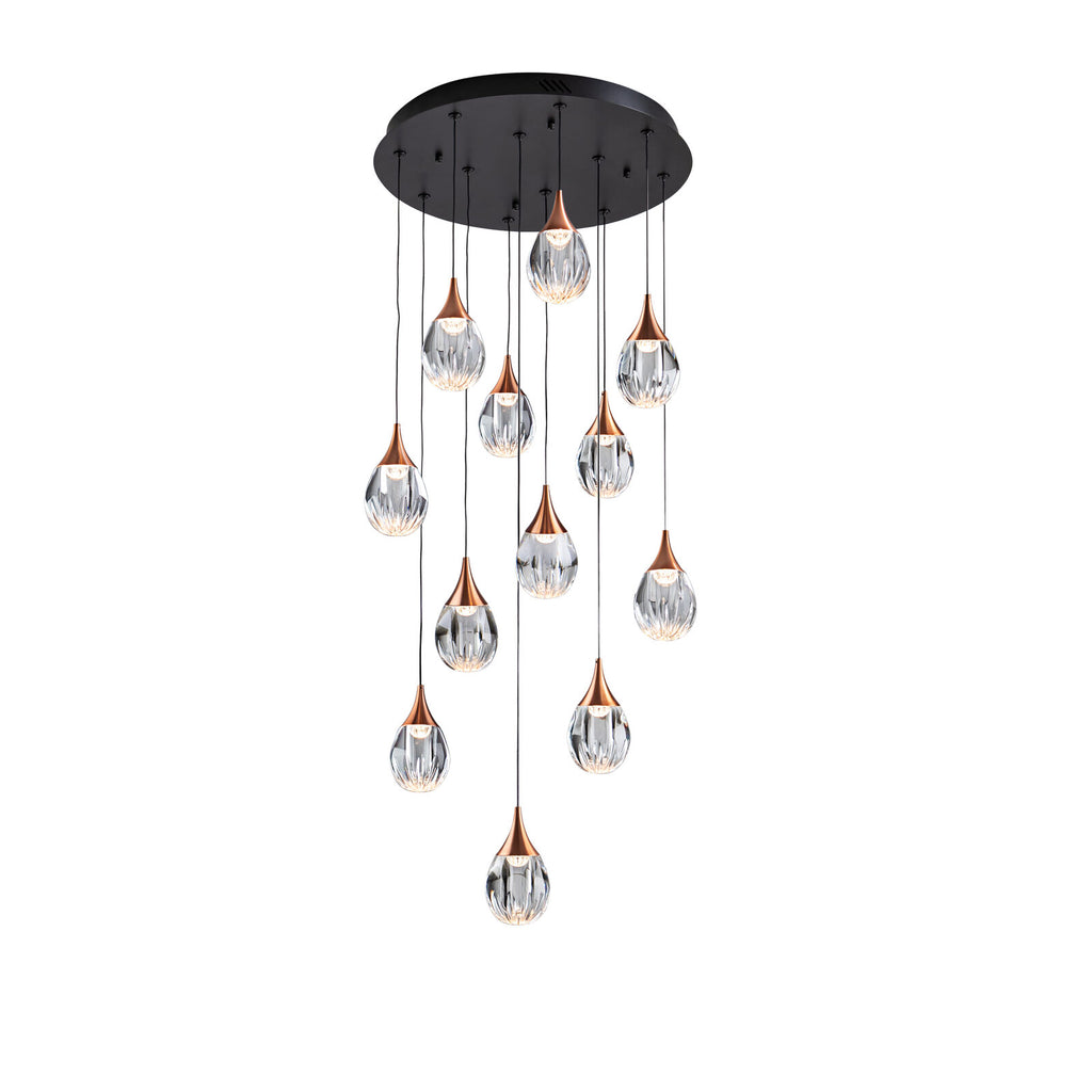 Lámpara de techo Corina 12 luces negro y cobre