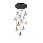 Lámpara de techo Corina 12 luces negro y cobre