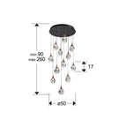 Lámpara de techo Corina 12 luces negro y cobre - medidas
