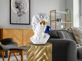 Figura decorativa busto David blanco, oro y azul