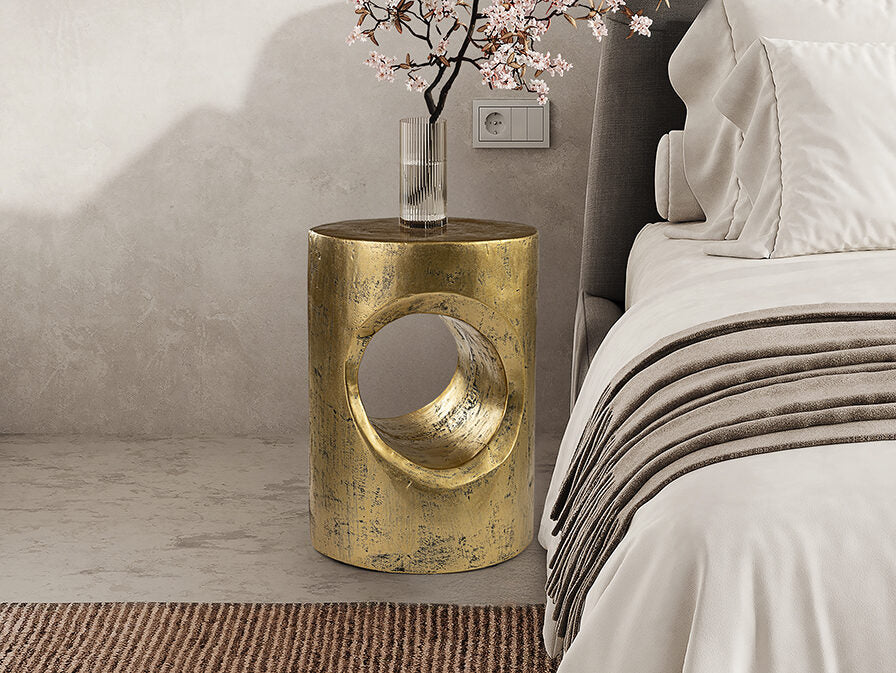 Mesa auxiliar Hole oro patinado