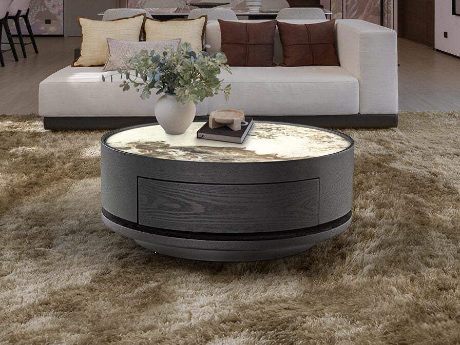 Mesa de centro Iza giratoria con cajón negro