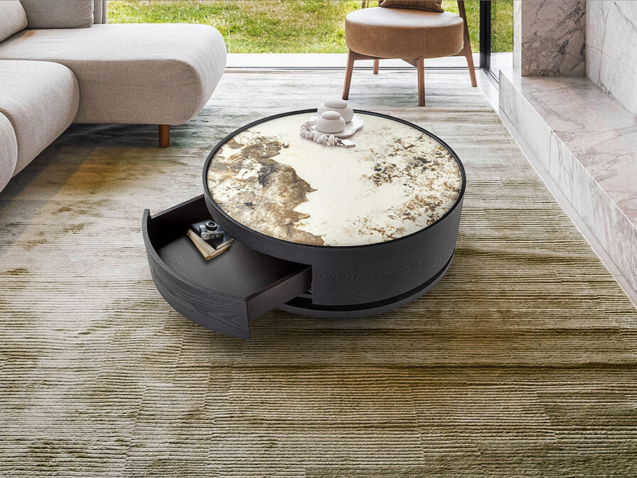 Mesa de centro Iza giratoria con cajón negro