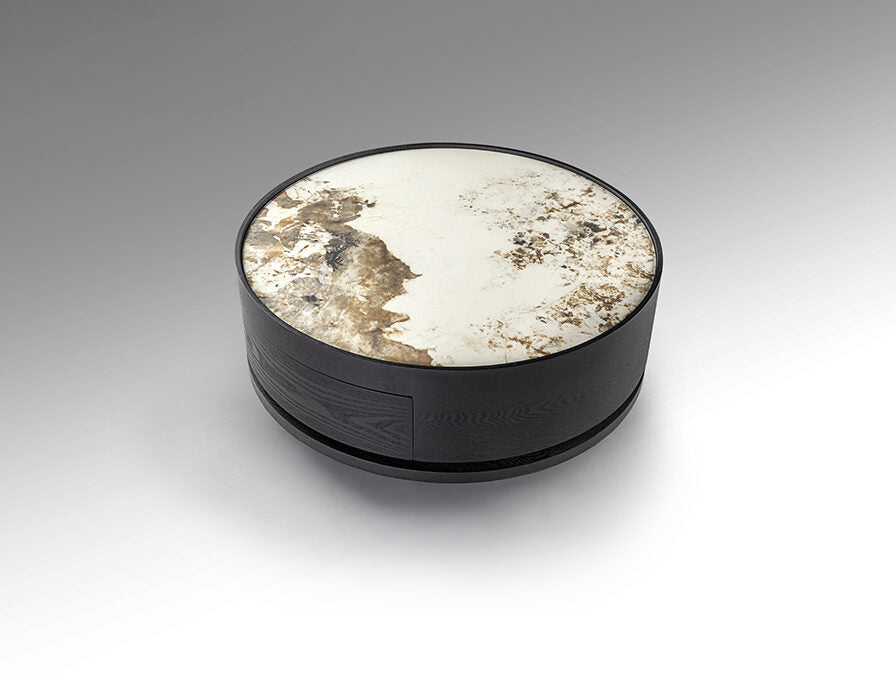 Mesa de centro Iza giratoria con cajón negro