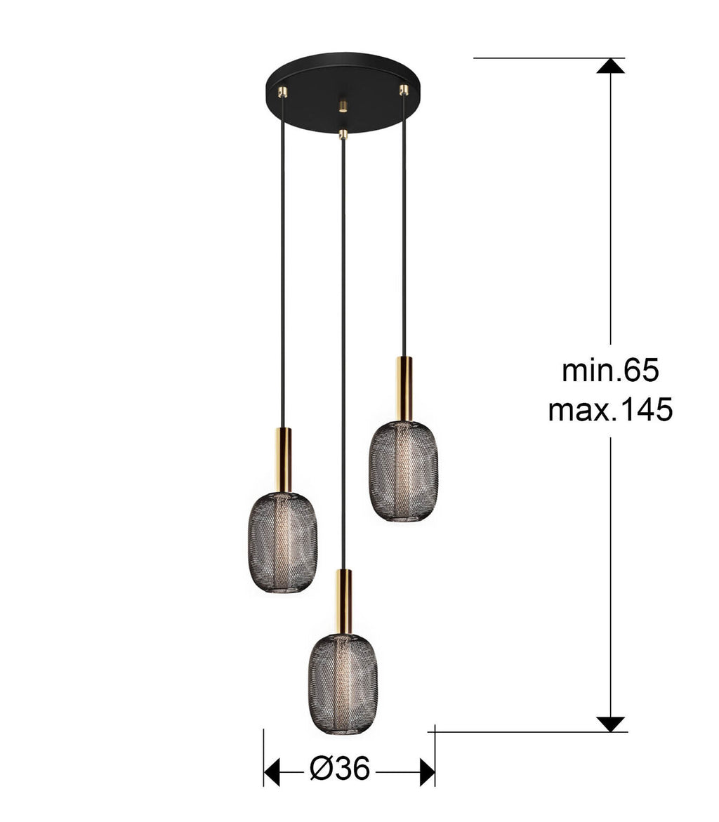 Lámpara de techo Micrón 3 luces - medidas