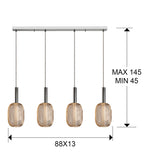 Lámpara de techo Micrón lineal 4 luces - medidas