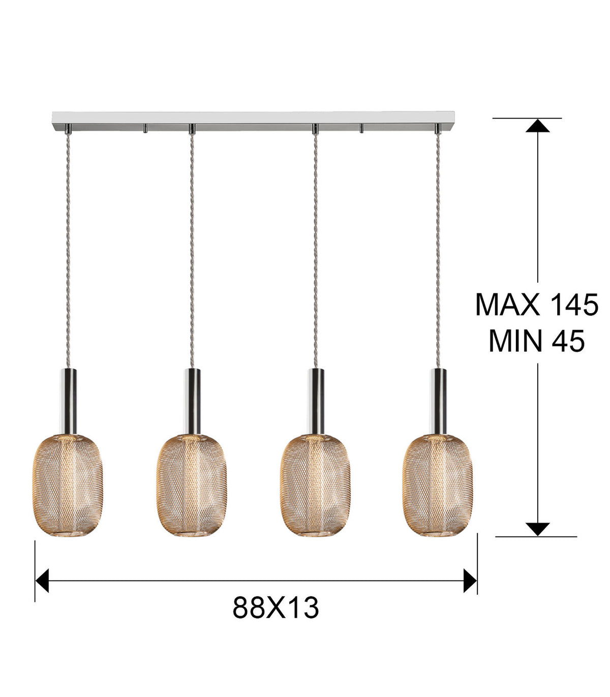 Lámpara de techo Micrón lineal 4 luces - medidas