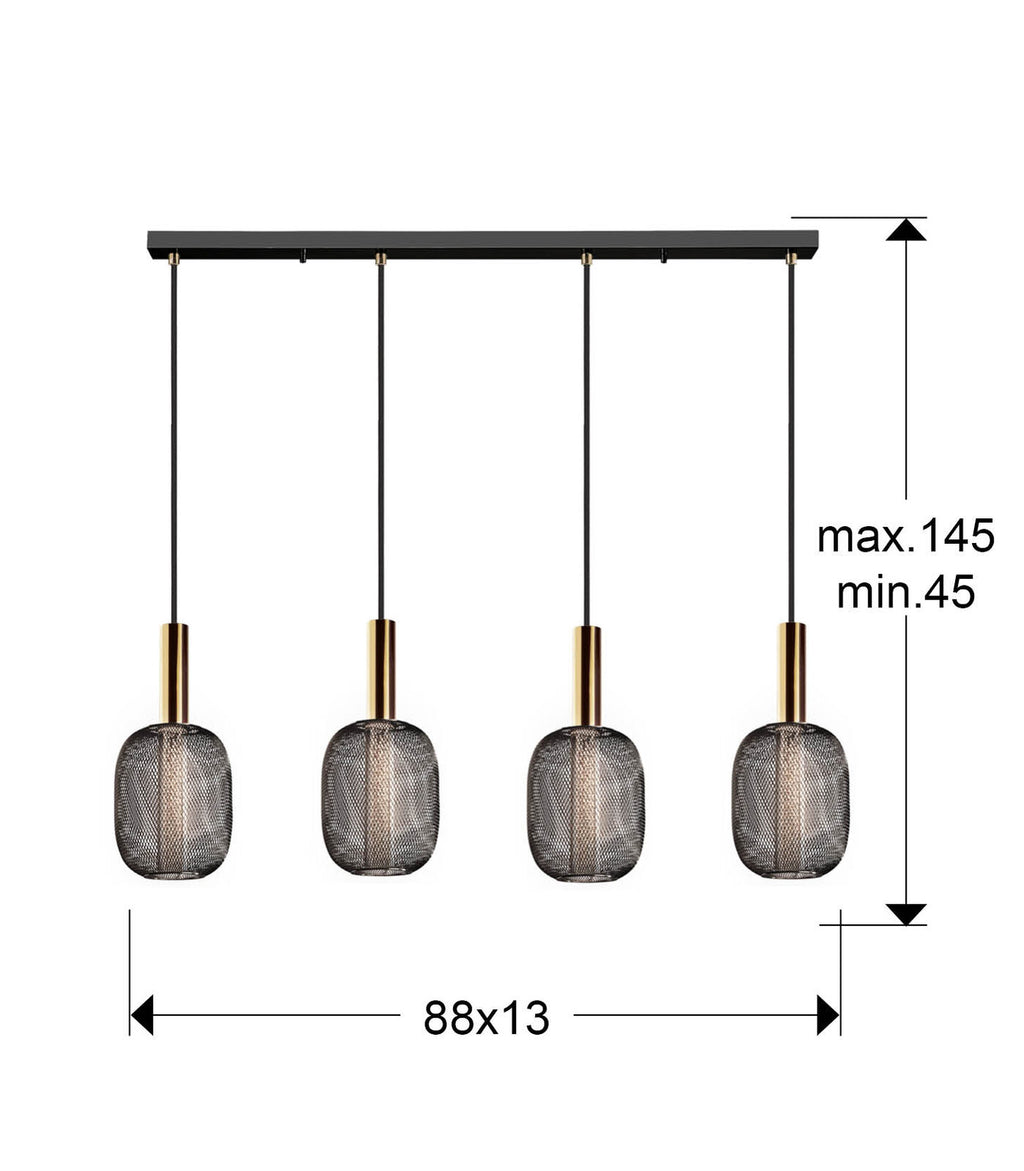 Lámpara de techo Micrón lineal 4 luces - medidas