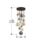 Lámpara de techo grande Dark 14 luces negro y latón altura 500 cm - medidas