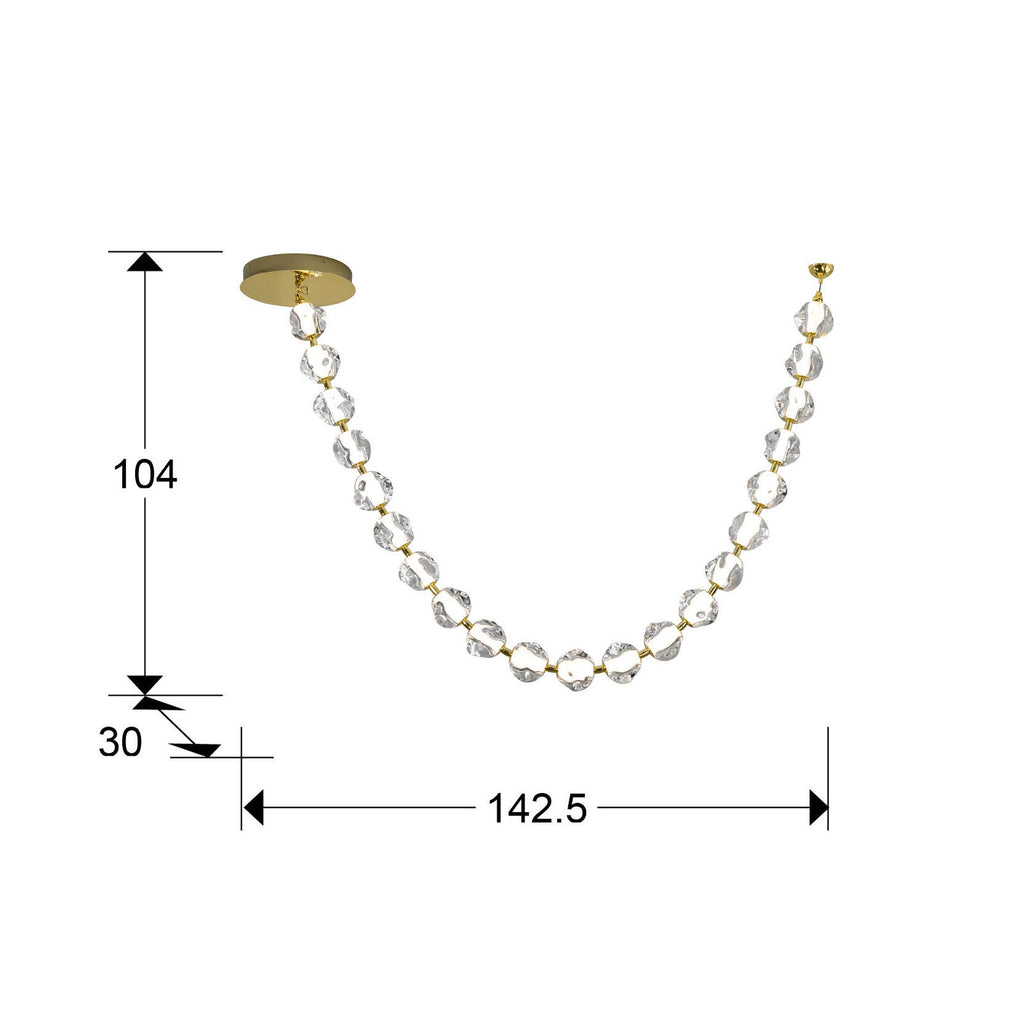 Lámpara de techo Zaria II 21 luces oro - medidas