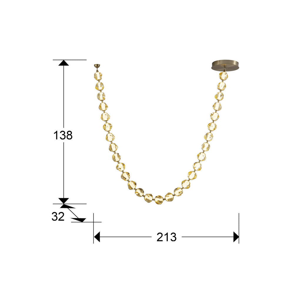 Lámpara de techo Zaria II 29 luces bronce y ámbar - medidas