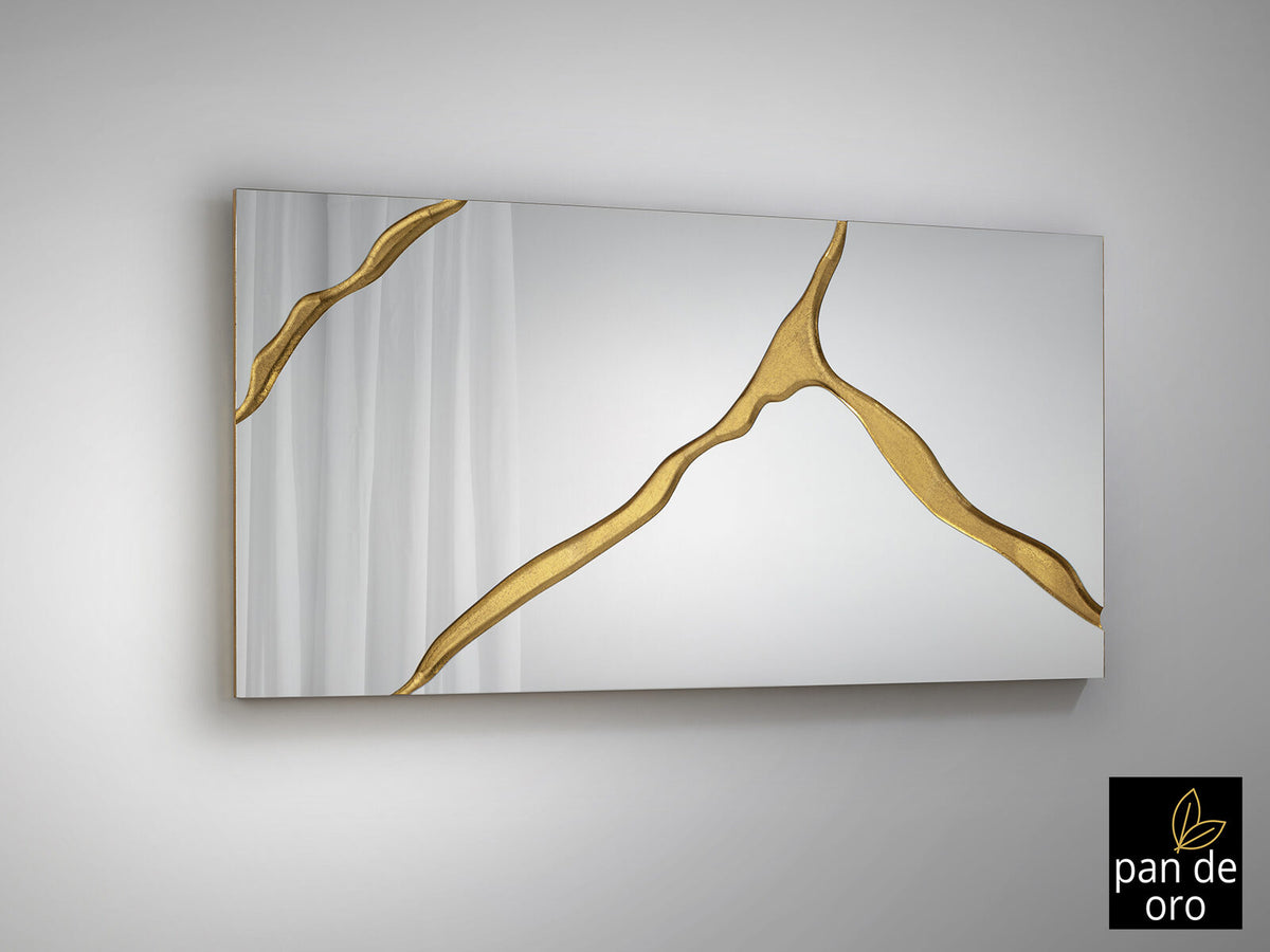 Espejo rectangular Surcos II 180 × 80 pan de oro