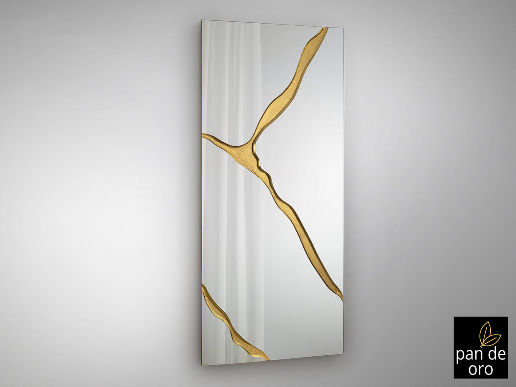 Espejo rectangular Surcos II 180 × 80 pan de oro