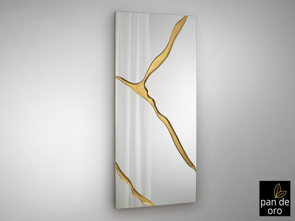 Espejo rectangular Surcos II 180 × 80 pan de oro