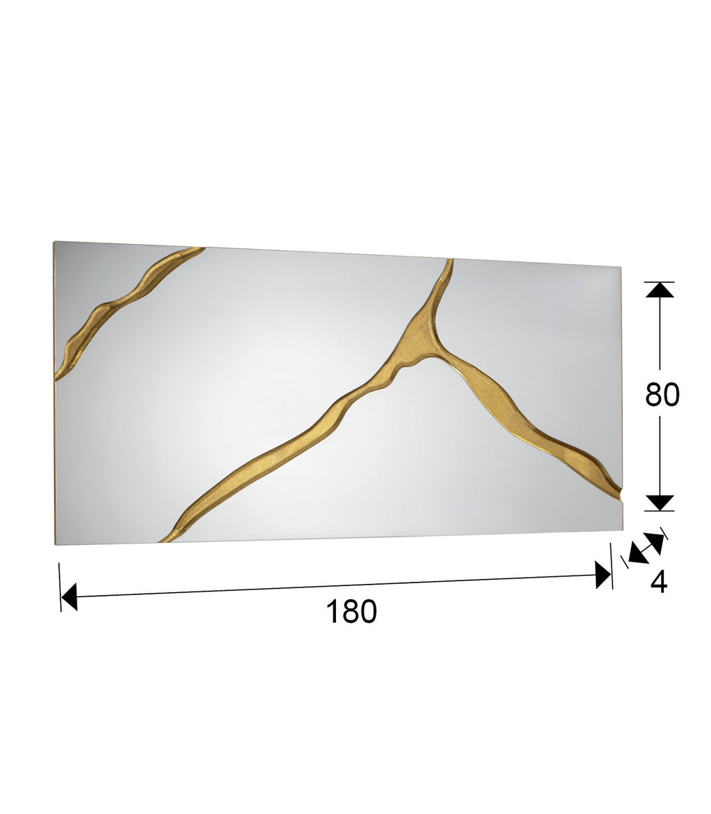 Espejo rectangular Surcos II 180 × 80 pan de oro - medidas