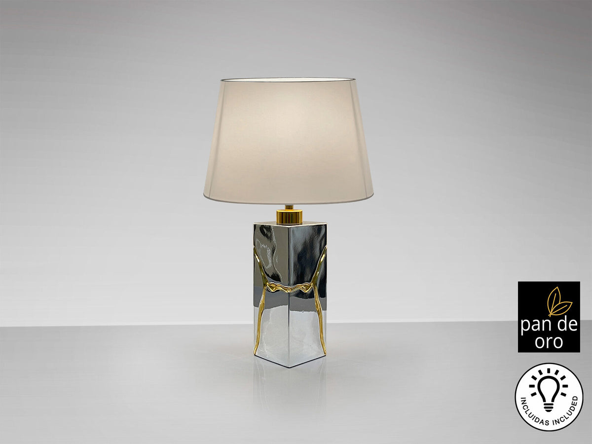 Lámpara de mesa Ocean cromo y pan de oro