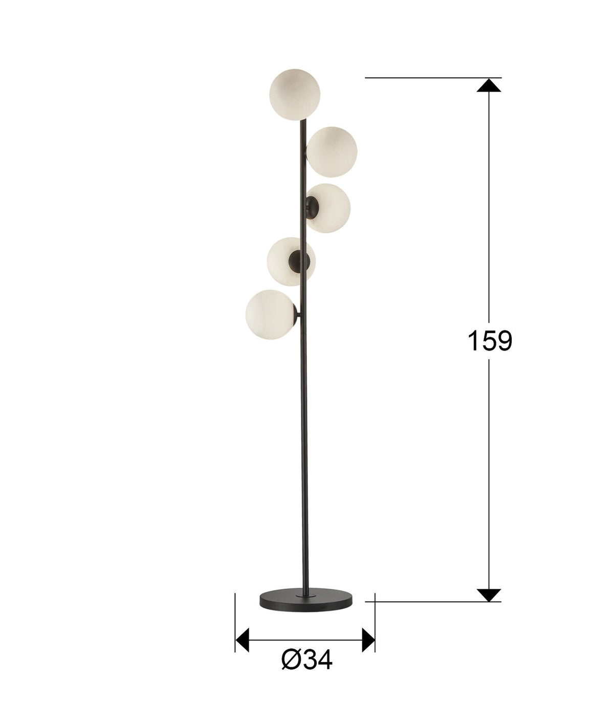 Lámpara de pie Inoa 5 luces - medidas