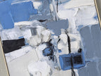 Cuadro pintado a mano Paisaje azul 83 × 123 cm roble claro