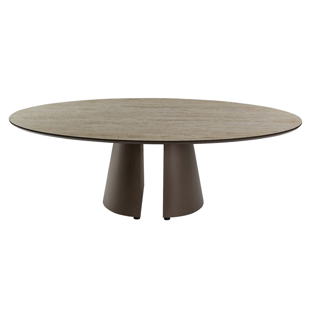 Mesa de centro Samara ovalada travertino y marrón