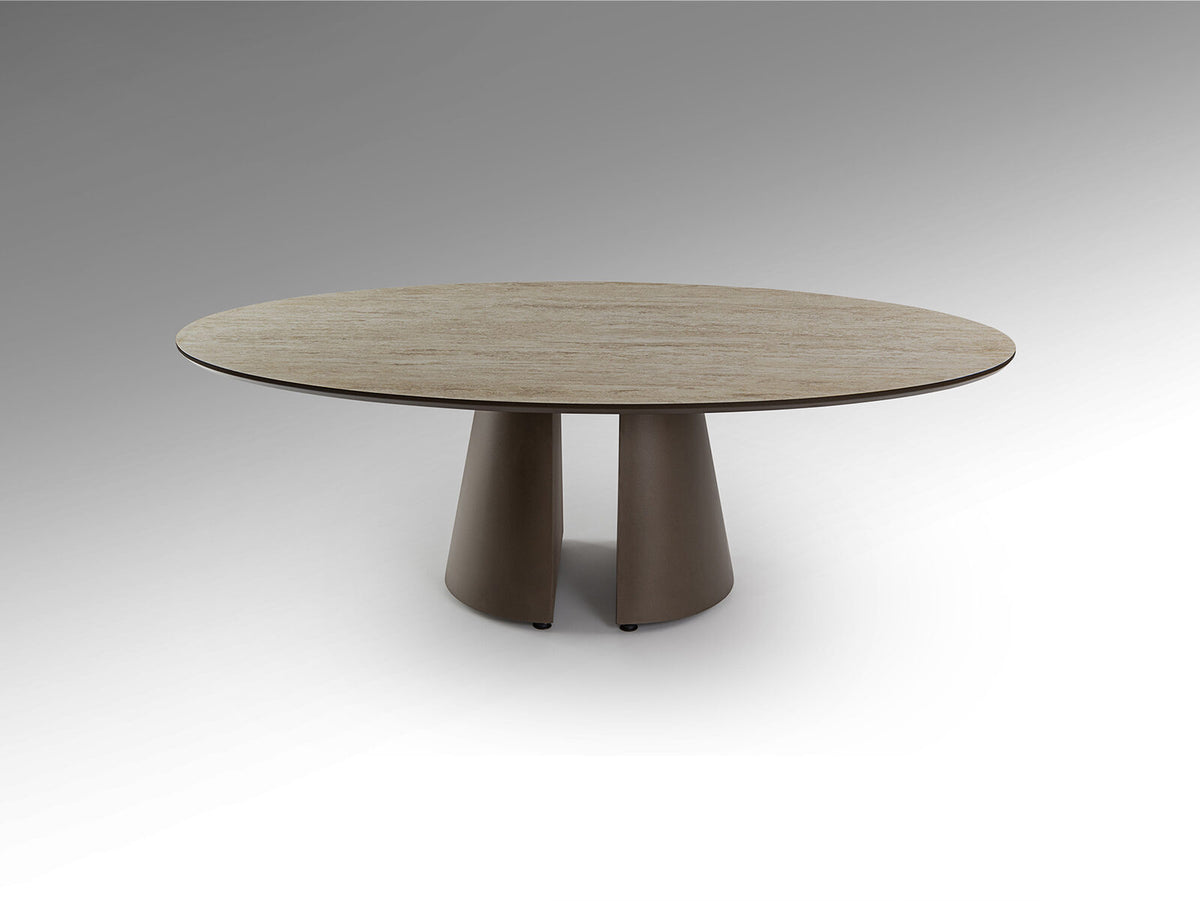 Mesa de centro Samara ovalada travertino y marrón