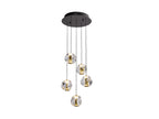 Lámpara de techo Zaria 5 luces redonda Ø33 negro y oro
