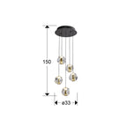 Lámpara de techo Zaria 5 luces redonda Ø33 negro y oro - medidas