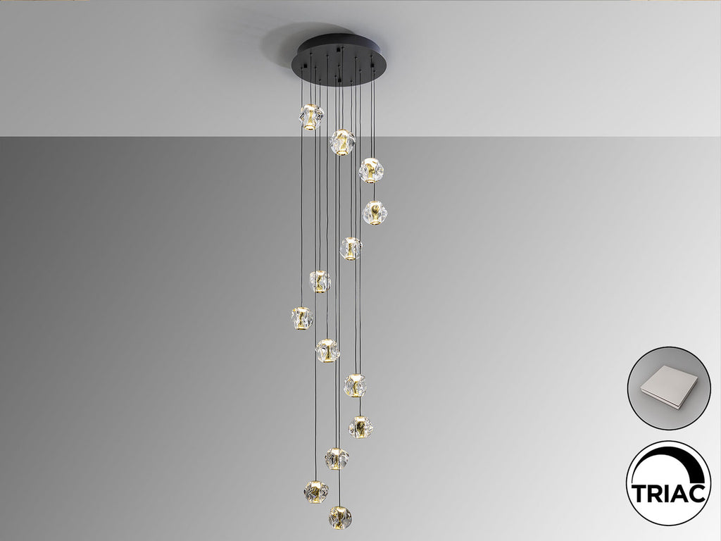 Lámpara de techo Zaria 13 luces Ø43 negro y oro