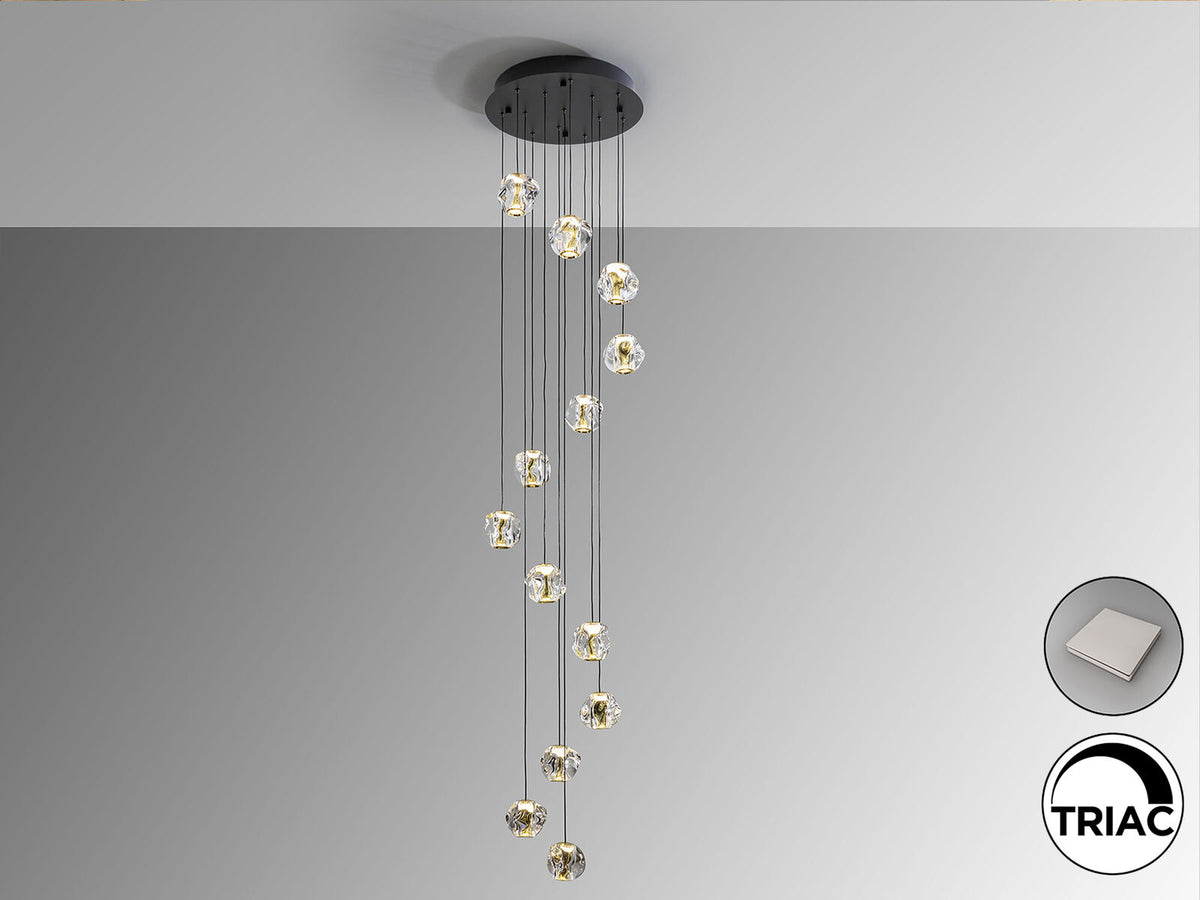 Lámpara de techo Zaria 13 luces Ø43 negro y oro