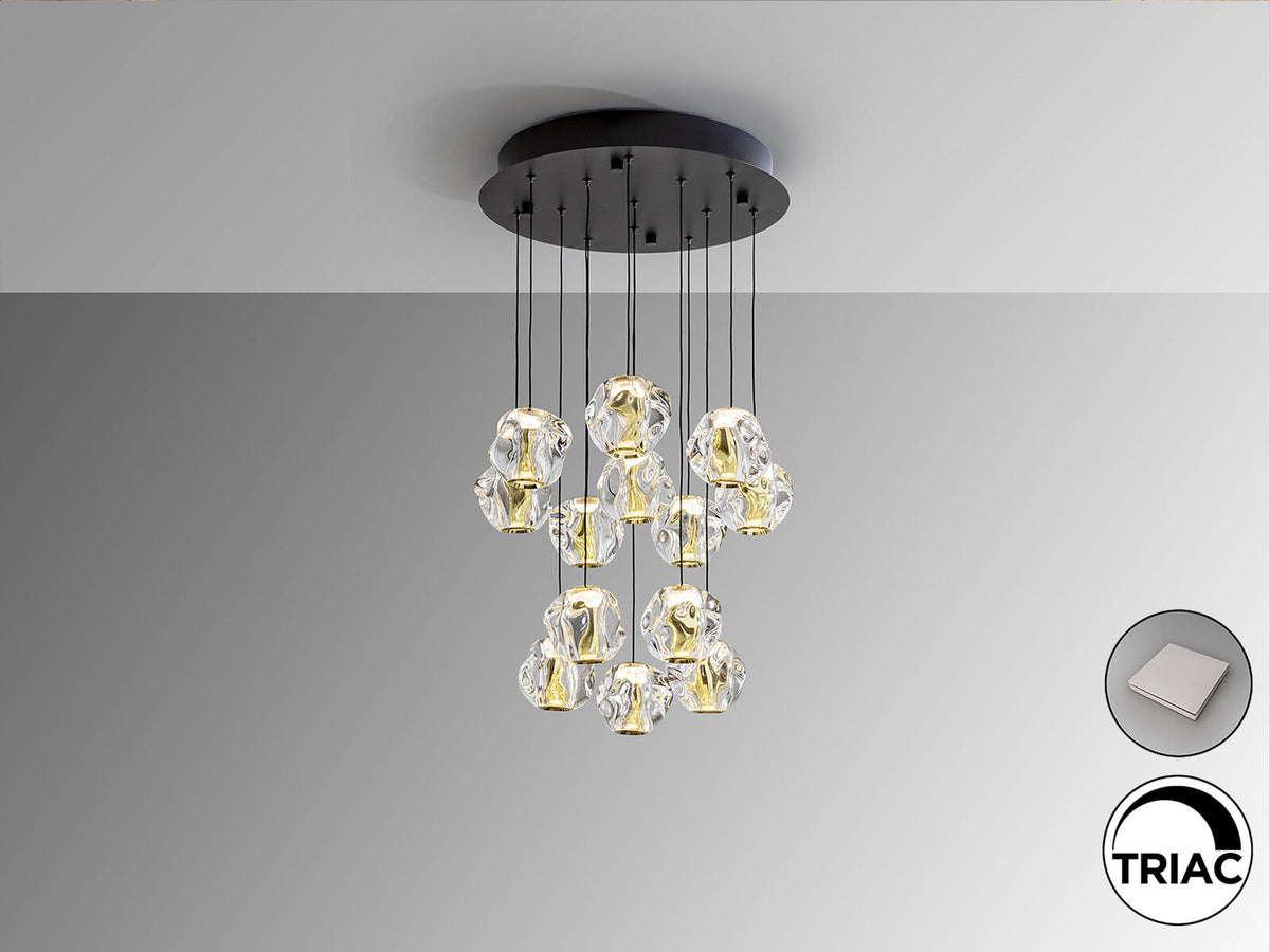 Lámpara de techo Zaria 13 luces Ø43 negro y oro