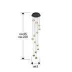 Lámpara de techo Zaria 13 luces Ø43 negro y oro - medidas