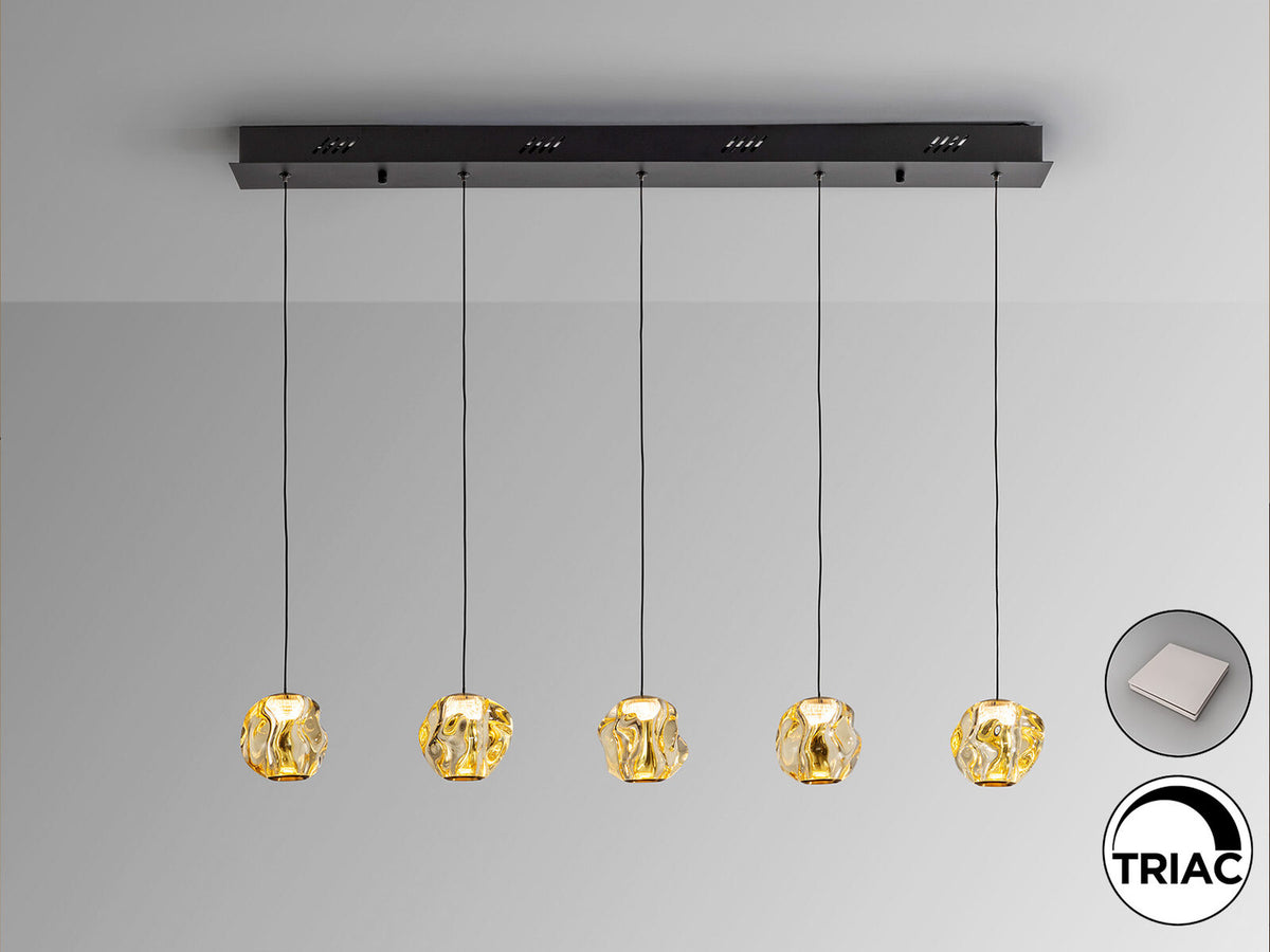 Lámpara de techo Zaria 5 luces lineal negro y bronce