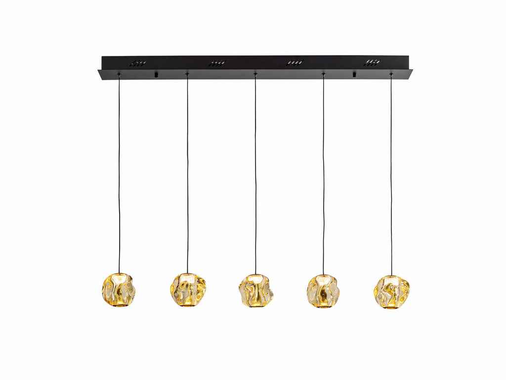 Lámpara de techo Zaria 5 luces lineal negro y bronce