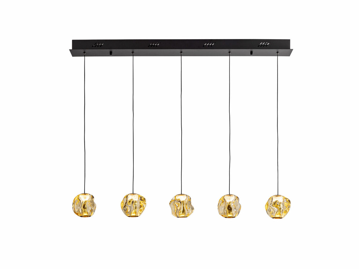 Lámpara de techo Zaria 5 luces lineal negro y bronce