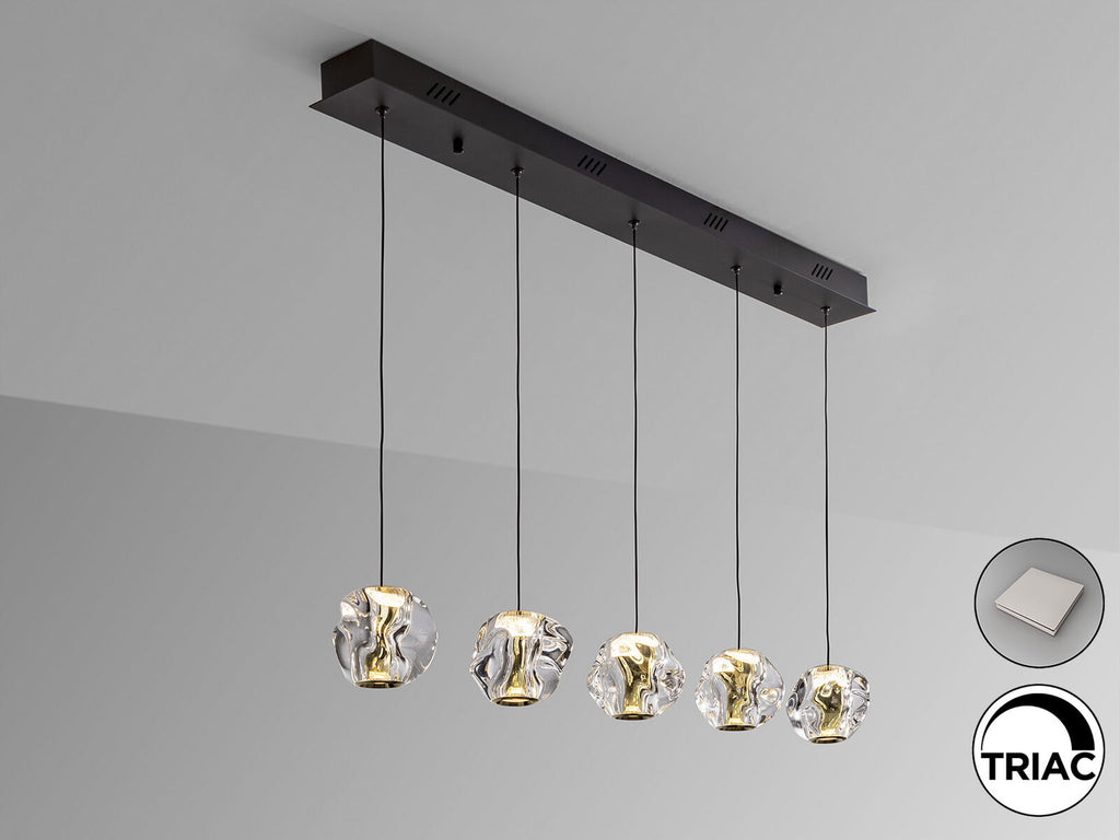 Lámpara de techo Zaria 5 luces lineal negro y oro