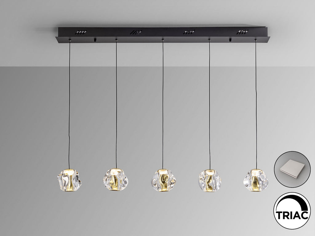 Lámpara de techo Zaria 5 luces lineal negro y oro