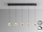 Lámpara de techo Zaria 5 luces lineal negro y oro