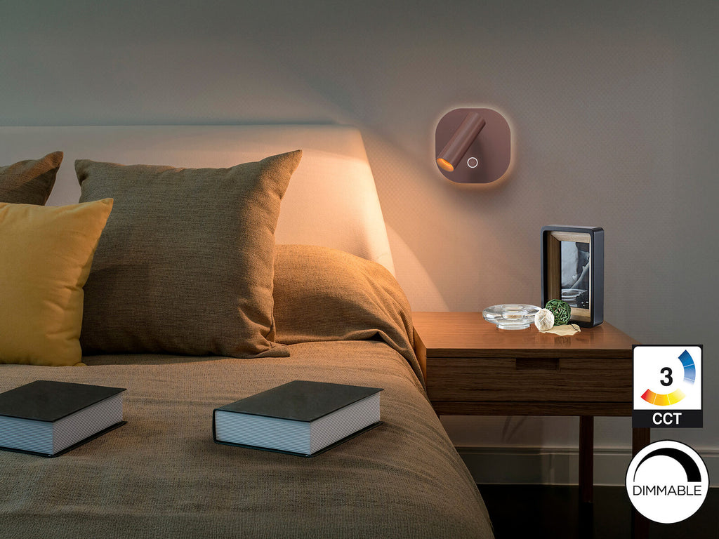 Aplique de lectura LED Biblos marrón óxido